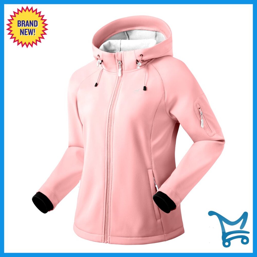 Fleece Lined Softshell Jacket Windproof Waterproof Hooded Active Performance